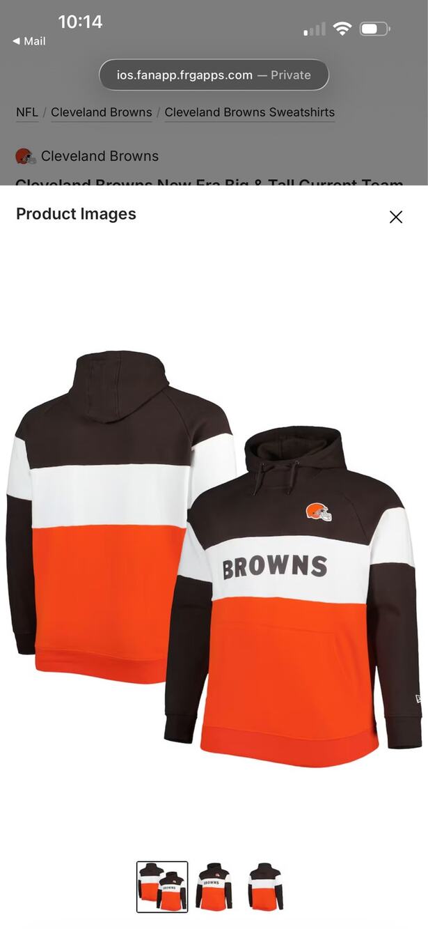 NWT Cleveland Browns New Era Colorblock Fleece Hoodie 4X Big & Tall NFL Pullover